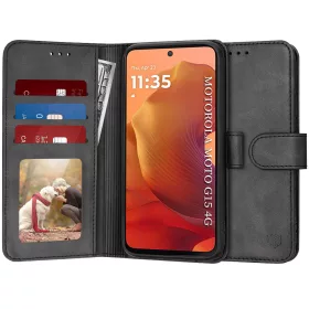   Techsuit - Diary Book kinyitható tok - Motorola Moto G15 / G15 Power / G17 / G17 Power - Fekete