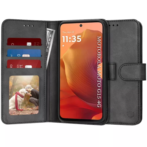 Techsuit - Diary Book kinyitható tok - Motorola Moto G15 / G15 Power / G17 / G17 Power - Fekete