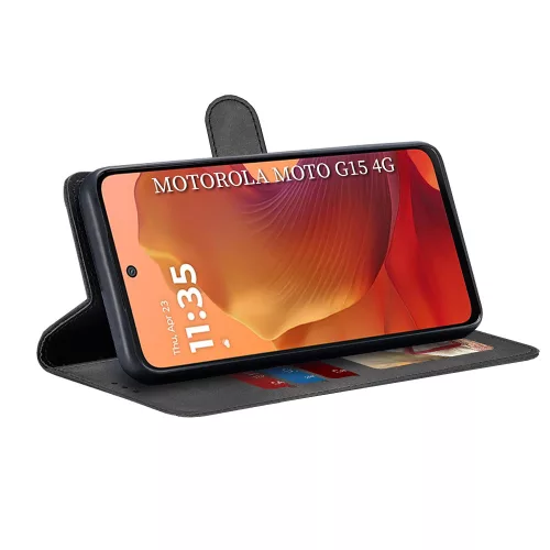 Techsuit - Diary Book kinyitható tok - Motorola Moto G15 / G15 Power / G17 / G17 Power - Fekete