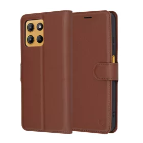   Techsuit - Leather Folio - Motorola Moto G15 / G15 Power / G17 / G17 Power - Brown