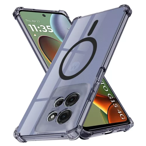 Techsuit - Shockproof Átlátszó Szilikon Magsafe tok - Motorola Moto G15 / G15 Power / G17 / G17 Power - Átlátszó fekete