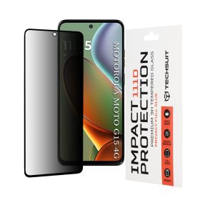   Techsuit - 111D Privacy Full Glue - Motorola Moto G15 / G15 Power / G17 / G17 Power - Black