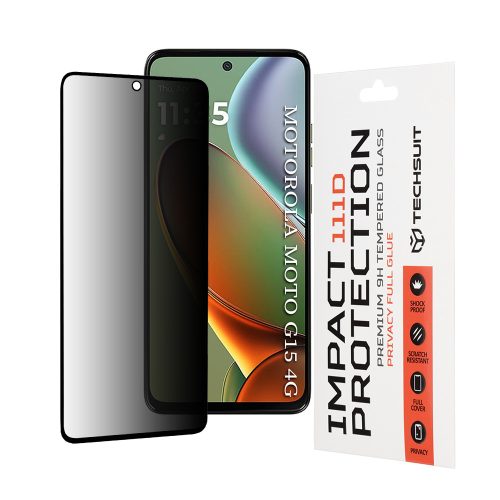 Techsuit - 111D Privacy Full Glue - Motorola Moto G15 / G15 Power / G17 / G17 Power - Black