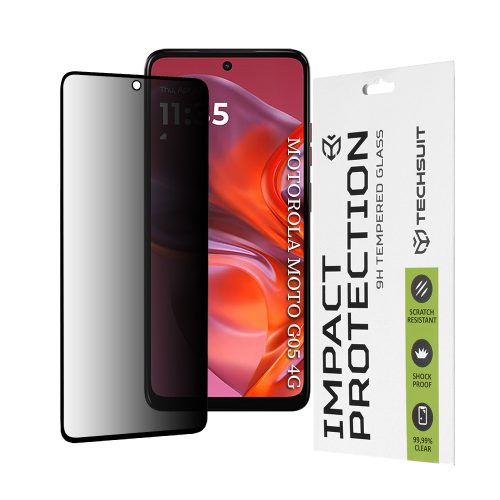 Techsuit - 111D Privacy betekintésgátló üvegfólia - Motorola Moto G05 / E15 - Fekete