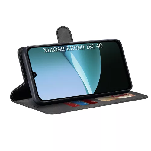Techsuit - Diary Book kinyitható tok - Xiaomi Redmi 15C 4G / Redmi 15C 5G / Poco C85 4G - Fekete