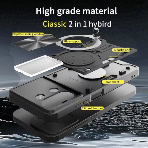 Techsuit - CamGuard Pro ütésálló tok - Xiaomi Redmi 15C 4G / Redmi 15C 5G - Fekete