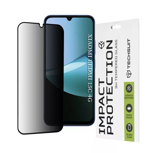 Techsuit - 111D Privacy Full Glue - Xiaomi Redmi 15C 4G / Redmi 15C 5G / Poco C85 4G - Black