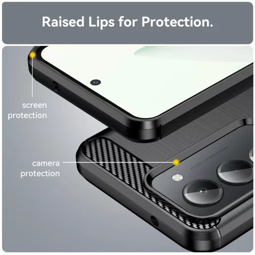 Techsuit - Carbon szilikon tok - Xiaomi Redmi 15 4G /  Redmi 15 5G - Fekete
