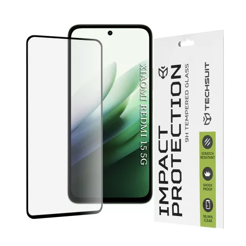 Techsuit - 111D Full Cover / Full Glue üvegfólia - Xiaomi Redmi 15 4G /  Redmi 15 5G - Fekete széllel