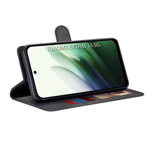 Techsuit - Diary Book kinyitható tok - Xiaomi Redmi 15 4G / Redmi 15 5G - Fekete