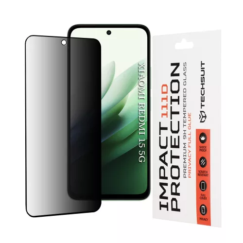 Techsuit - 111D Privacy Full Glue - Xiaomi Redmi 15 4G / Redmi 15 5G - Black