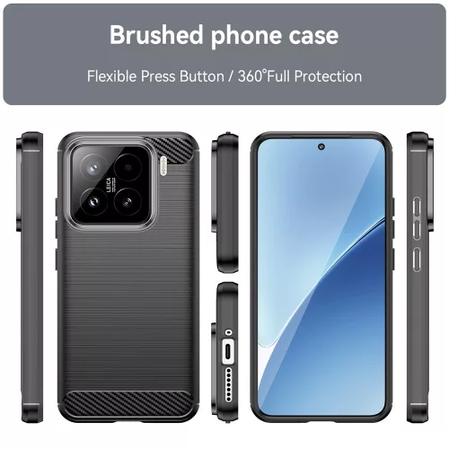 Techsuit - Carbon szilikon tok - Xiaomi 15T - Fekete
