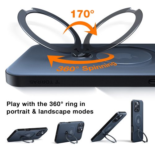 Torras - Ostand Spin MagSafe Series tok - iPhone 17 Pro - Fekete