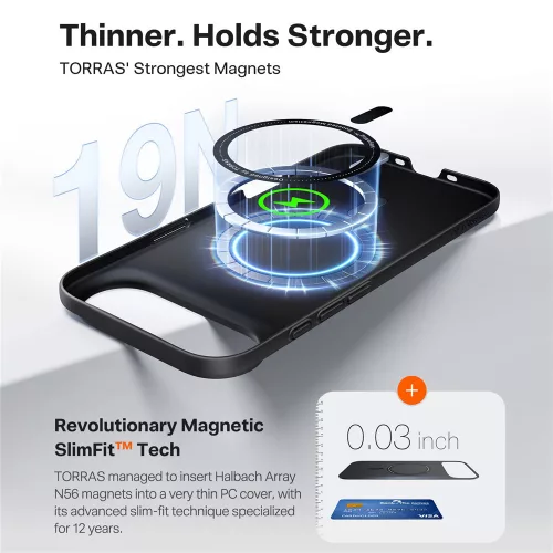Torras - SlimFit MagSafe Series - iPhone 17 Air - Black