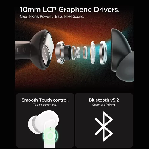 Spigen - Wireless Earbuds SA2402 (ASD07964) - Bluetooth 5.3, Active Noise Cancelling, Microphone, Low Latency, Audio App - White