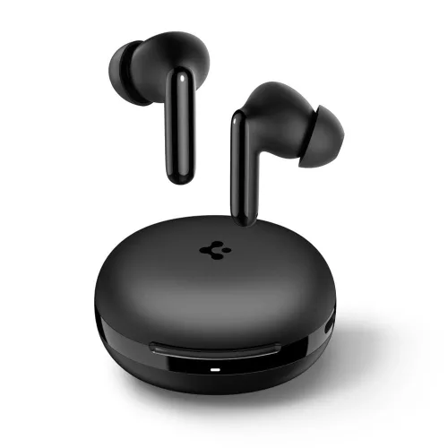 Spigen - Wireless Earbuds SA2400 (ASD07886) - Bluetooth 5.3, Active Noise Cancelling, Microphone, Touch Control, Audio App - Black