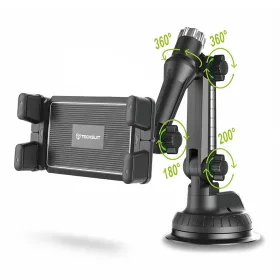   Techsuit - Autós tartó TabbyX (ST1) Tablet/Phone, Hajlítható, 360° Állíthatóság, Univerzális - Black