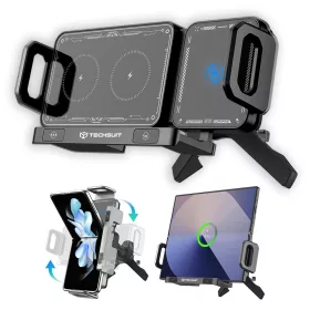  Techsuit - Premium Autós tartó vezeték nélküli töltéssel ModoDock (SW1) - Szellőzőrácsra, 90° Intelligent forgás, 15W - Black