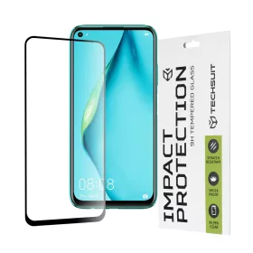  Techsuit - 111D Full Cover / Full Glue üvegfólia - Huawei P40 Lite / P20 Lite 2019 - Fekete széllel
