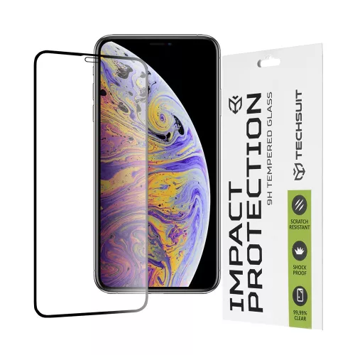 Techsuit - 111D Full Cover / Full Glue üvegfólia - iPhone XS Max / iPhone 11 Pro Max - Fekete széllel