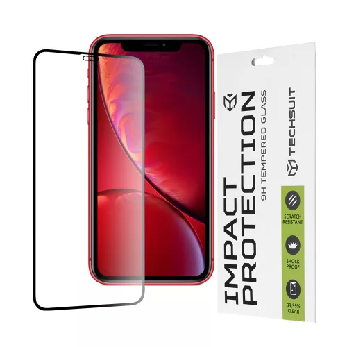 Techsuit - 111D Full Cover / Full Glue üvegfólia - iPhone 11 / iPhone XR - Fekete