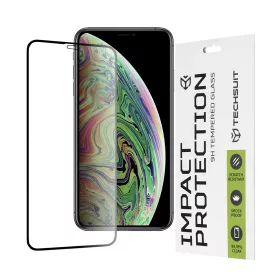   Techsuit - 111D Full Cover / Full Glue üvegfólia - iPhone X / iPhone XS / iPhone 11 Pro - Fekete széllel