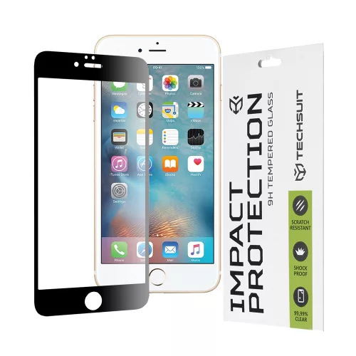Techsuit - 111D Full Cover / Full Glue üvegfólia - iPhone 6 Plus / iPhone 6s Plus - Fekete széllel