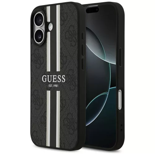 Guess - Keménytok 4G Nyomott Csíkos MagSafe (GUHMP17SP4RPSK) - iPhone 17 - Fekete