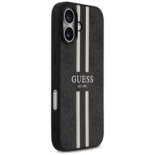 Guess - Keménytok 4G Nyomott Csíkos MagSafe (GUHMP17SP4RPSK) - iPhone 17 - Fekete