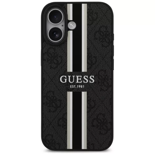 Guess - Keménytok 4G Nyomott Csíkos MagSafe (GUHMP17SP4RPSK) - iPhone 17 - Fekete