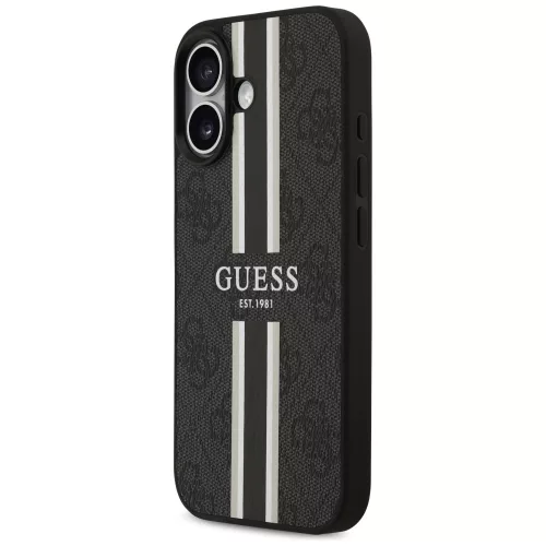 Guess - Keménytok 4G Nyomott Csíkos MagSafe (GUHMP17SP4RPSK) - iPhone 17 - Fekete