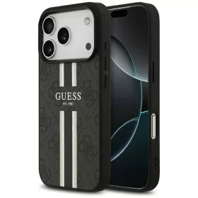   Guess - Keménytok 4G Nyomott Csíkos MagSafe (GUHMP17LP4RPSK) - iPhone 17 Pro - Fekete
