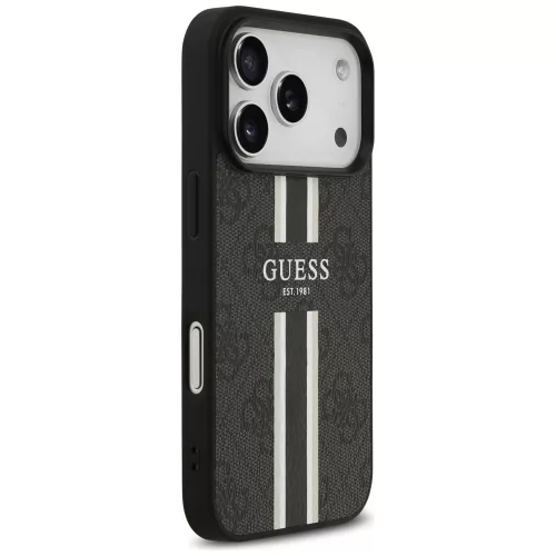 Guess - Keménytok 4G Nyomott Csíkos MagSafe (GUHMP17LP4RPSK) - iPhone 17 Pro - Fekete