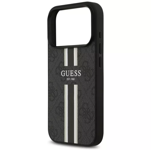 Guess - Keménytok 4G Nyomott Csíkos MagSafe (GUHMP17LP4RPSK) - iPhone 17 Pro - Fekete