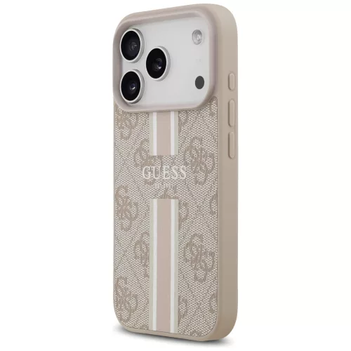Guess - Keménytok 4G Nyomott Csíkos MagSafe (GUHMP17LP4RPSP) - iPhone 17 Pro - Rózsaszín