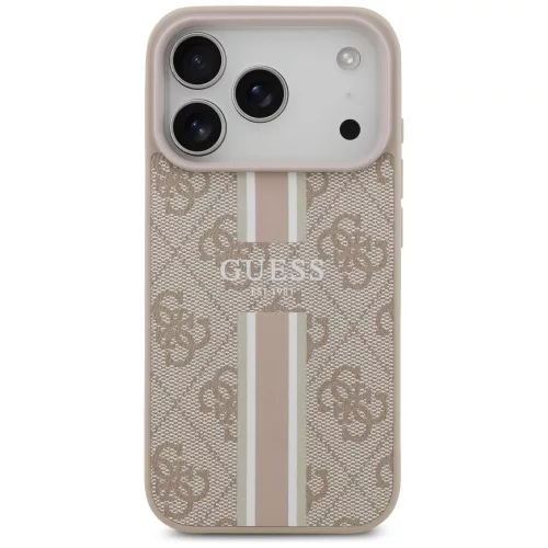 Guess - Keménytok 4G Nyomott Csíkos MagSafe (GUHMP17LP4RPSP) - iPhone 17 Pro - Rózsaszín