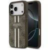 Guess - Keménytok 4G Nyomott Csíkos MagSafe (GUHMP17LP4RPSW) - iPhone 17 Pro - Barna