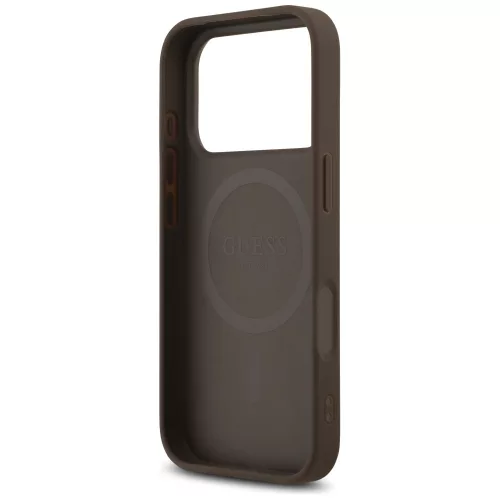 Guess - Keménytok 4G Nyomott Csíkos MagSafe (GUHMP17LP4RPSW) - iPhone 17 Pro - Barna