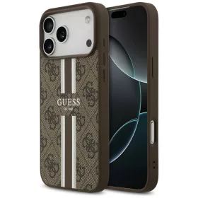   Guess - Keménytok 4G Nyomott Csíkos MagSafe (GUHMP17XP4RPSW) - iPhone 17 Pro Max - Barna