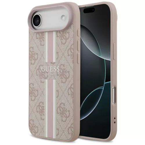 Guess - Keménytok 4G Nyomott Csíkos MagSafe (GUHMP17MP4RPSP) - iPhone 17 Air - Rózsaszín