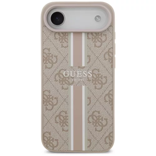 Guess - Keménytok 4G Nyomott Csíkos MagSafe (GUHMP17MP4RPSP) - iPhone 17 Air - Rózsaszín