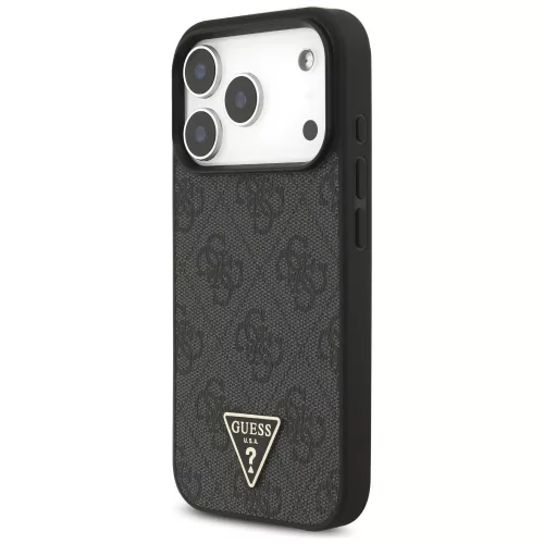 Guess - Keménytok 4G Háromszög Logó MagSafe Zsinóros Pánttal (GUHMP17LP4TSDPPSK) - iPhone 17 Pro - Fekete