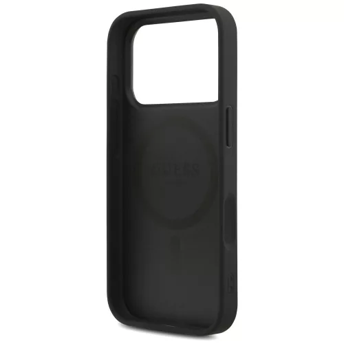 Guess - Keménytok 4G Háromszög Logó MagSafe Zsinóros Pánttal (GUHMP17LP4TSDPPSK) - iPhone 17 Pro - Fekete