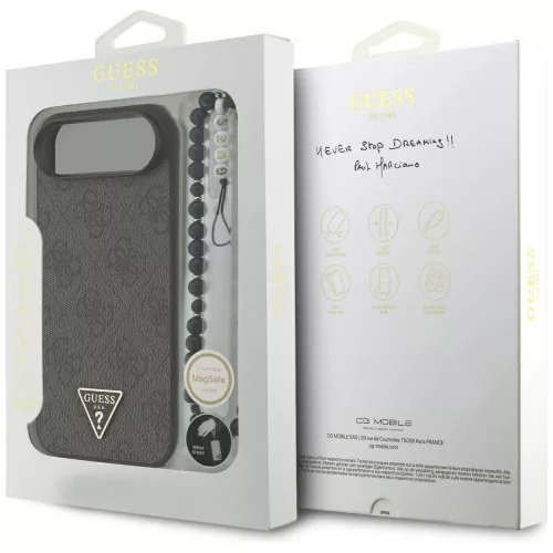 Guess - Hardcase 4G Triangle Logo MagSafe with Cord Strap (GUHMP17MP4TSDPPSK) - iPhone 17 Air - Black