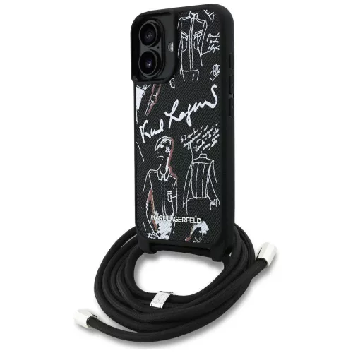 Karl Lagerfeld - Saffiano MagSafe Crossbody (KLHCP16SPGGRMPCK) - iPhone 16 - Black