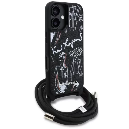 Karl Lagerfeld - Saffiano MagSafe Crossbody (KLHCP16SPGGRMPCK) - iPhone 16 - Black