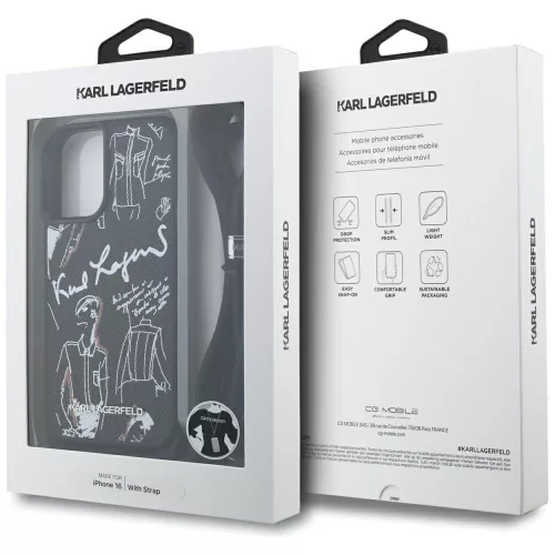 Karl Lagerfeld - Saffiano MagSafe Crossbody (KLHCP16SPGGRMPCK) - iPhone 16 - Black