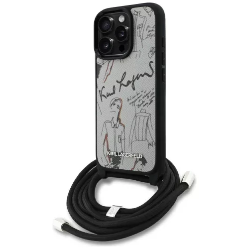 Karl Lagerfeld - Saffiano MagSafe Crossbody (KLHCP16XPGGRMPCG) - iPhone 16 Pro Max - Grey