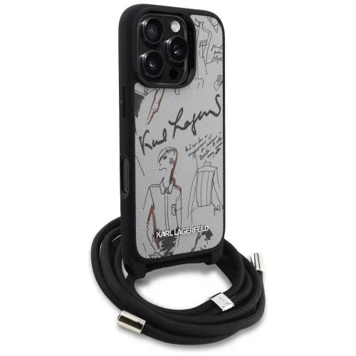 Karl Lagerfeld - Saffiano MagSafe Crossbody (KLHCP16XPGGRMPCG) - iPhone 16 Pro Max - Grey