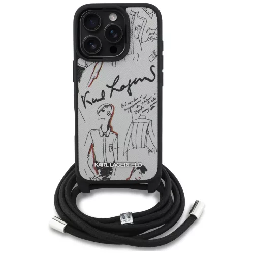 Karl Lagerfeld - Saffiano MagSafe Crossbody (KLHCP16XPGGRMPCG) - iPhone 16 Pro Max - Grey